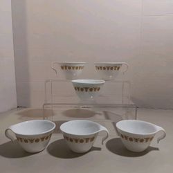 6 Vintage Corning Corelle Butterfly Gold Coffee Cups Replacement's w/Hook Handle