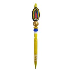 Virgen De Guadalupe Custom Beaded Mechanical Pencil Topper Yellow