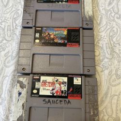 Super Nintendo game lot bundle donkey kong country 3 power rangers wayne gretsky