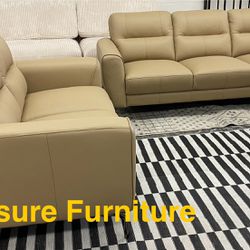 New Top Grain Leather Sofa Set (Finance and Delivery)