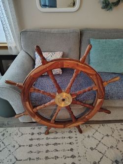 Huge Beautiful Wooden Ship's Wheel