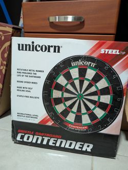 Unicorn Contender Bristle Dartboard w/ Steel 450 Nickel Chrome Plated Dart 24pc