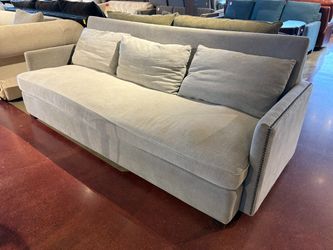 Light Gray Contemporary 1-Cushion Sofa with Nailhead Trim