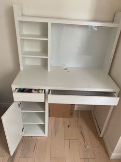 White desk w/add on storage