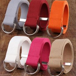 New Men Women's Military Canvas Web Belt Double D-Ring Buckle Casual Waistband