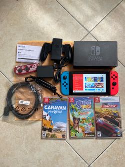 Nintendo Switch Console Bundle Neon Blue/Red Joy-Con everything included!