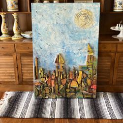 Original Painting Textured City Landscape 