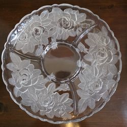 Crystal Glass Sectional Serving Platter by Studio Nova (Winter Rose Collection)