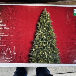 Home Accents 7.5ft. Camden Alberta Spruce LED Lit Tree. 1600 Tips. Must Pick Up