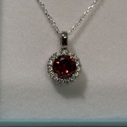 Round Cut Red Circle Pendant With 18” Chain