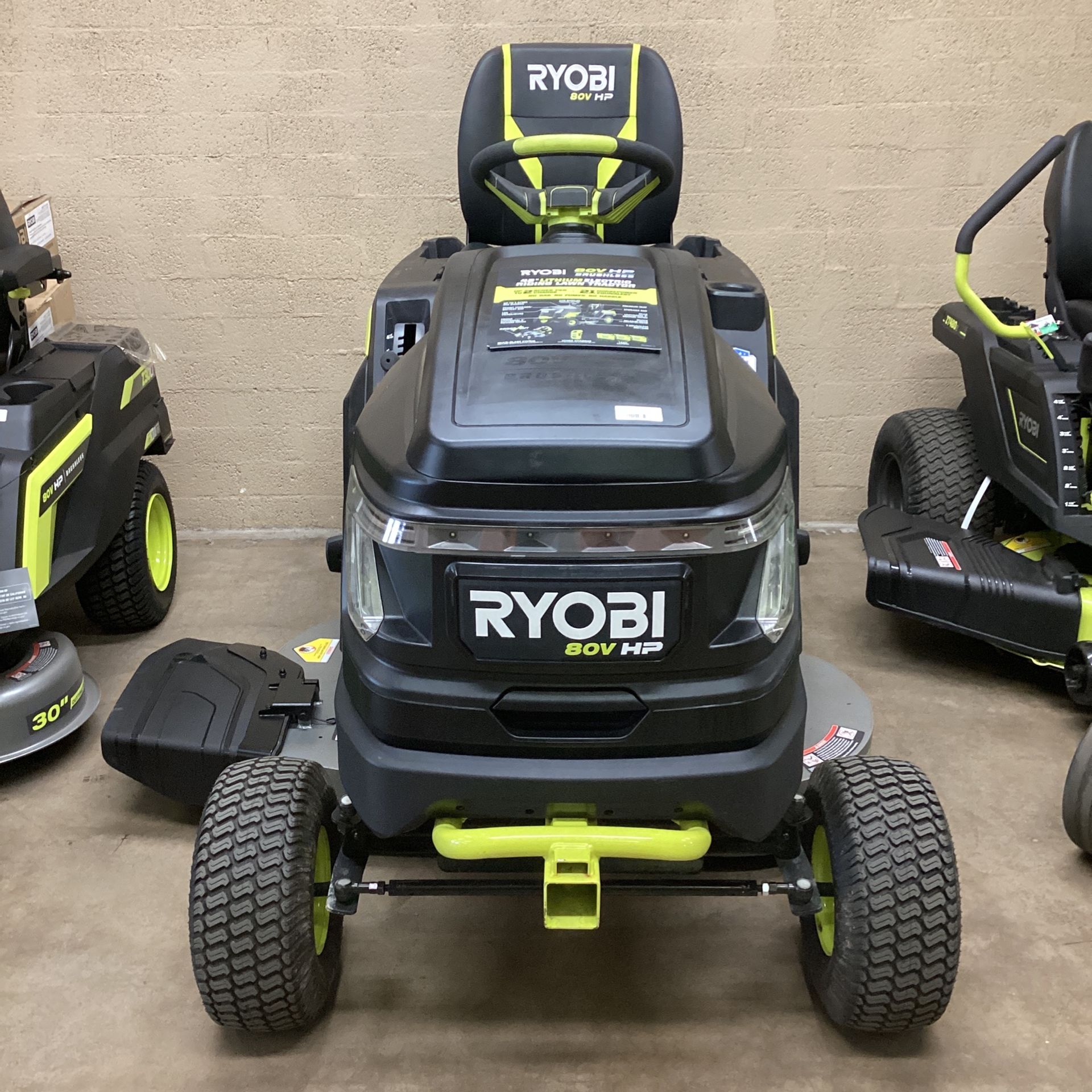 Ryobi 80V HP Brushless 42 in. Battery Electric Cordless Riding Lawn Tractor with (3) 80V 10Ah Batteries and Charger