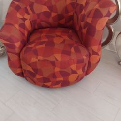 Two Fabric Swivel Chairs