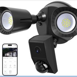 Floodlight Camera, 1650LM LED, 2K HD Outdoor Security Camera, 2 Way Audio,120° Wide View, IP65 Waterproof,110dB Siren, Cloud & Local Storage, HD Night