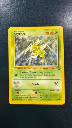 vintage Scyther (26/64) Rare Non-Holo card from the 1999 Pokémon Jungle expansion set