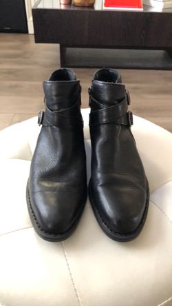 Born Black Leather Ankle Boots with Buckle Straps Size 7