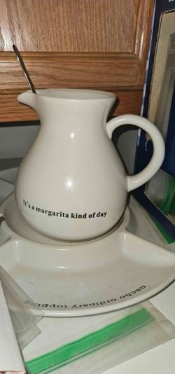 Glass margaritas pitcher and tray
