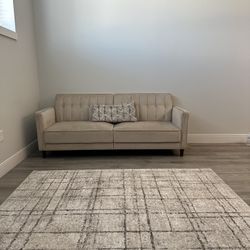 Velvet Cream Sofa Bed + Matching rug 