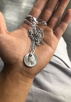 Italy 925 silver with silver quarter pendant