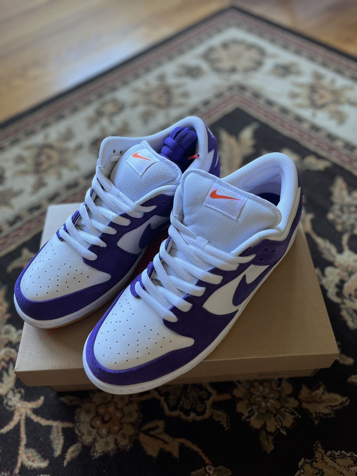 Nike SB Dunk Low Court Purple Purple Suede Pro ISO Orange Label Size 11.5 Men’s / 13 Women’s DS NEW