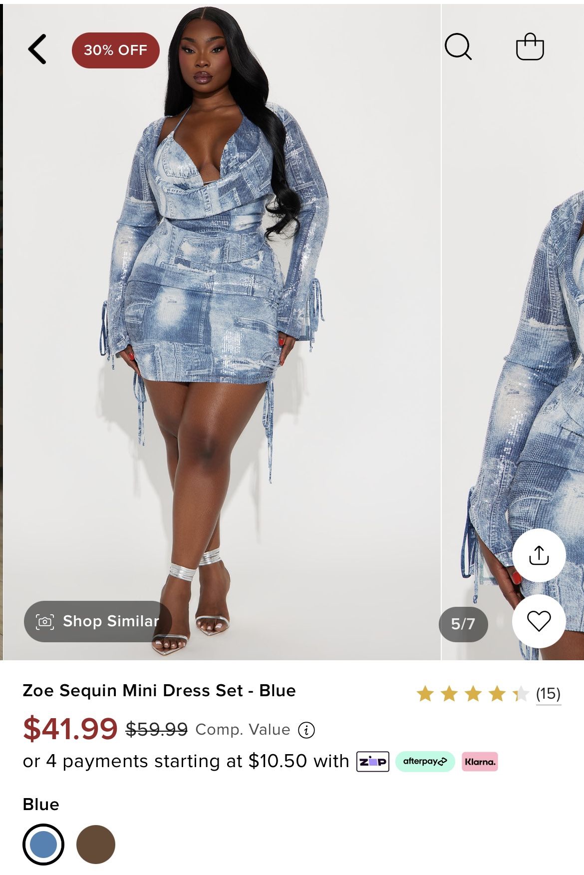 Zoe sequin Mini dress set- blue