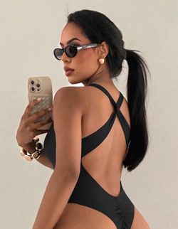 Black One-Piece Swimsuit Open Back size M