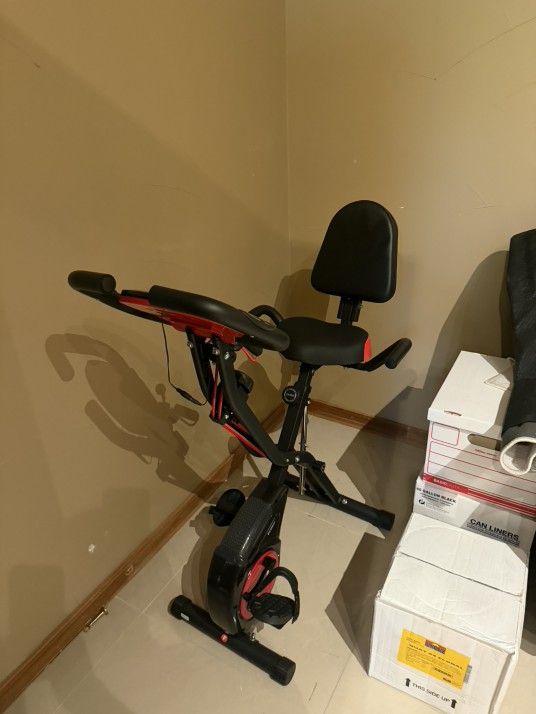 YYFITT Folding Exercise Bike with Arm Resistance Bands - Like New!