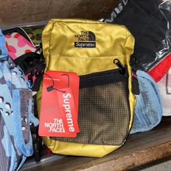 Golden Supreme North Face Shoulder Bag