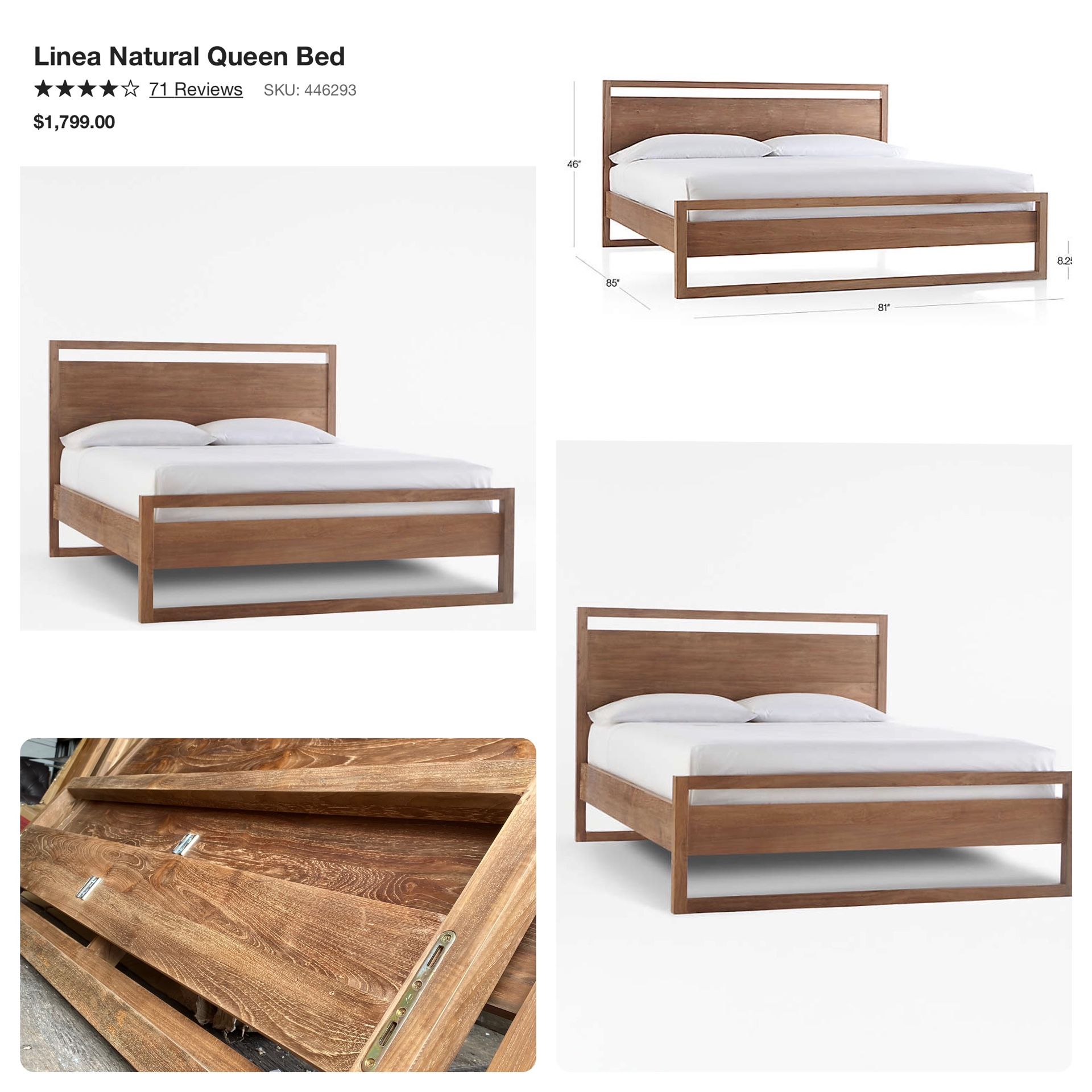 Outlet Item - Open Box - Linea Natural Queen Bed