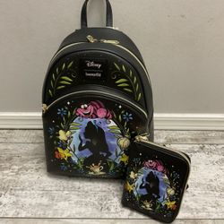 NWT Loungefly Alice Cameo Glow In The Dark Backpack And Wallet