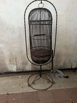 Large Wrought Iron Bird Cage with Stand