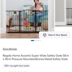 Regalo Super Wide Safety Gate 58-in x 30-in Pressure Mounted Bronze Metal Safety Gate $50