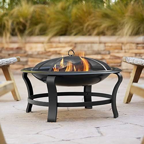 Prentiss 30" Round Powder-Coated Steel Outdoor Fire Pit