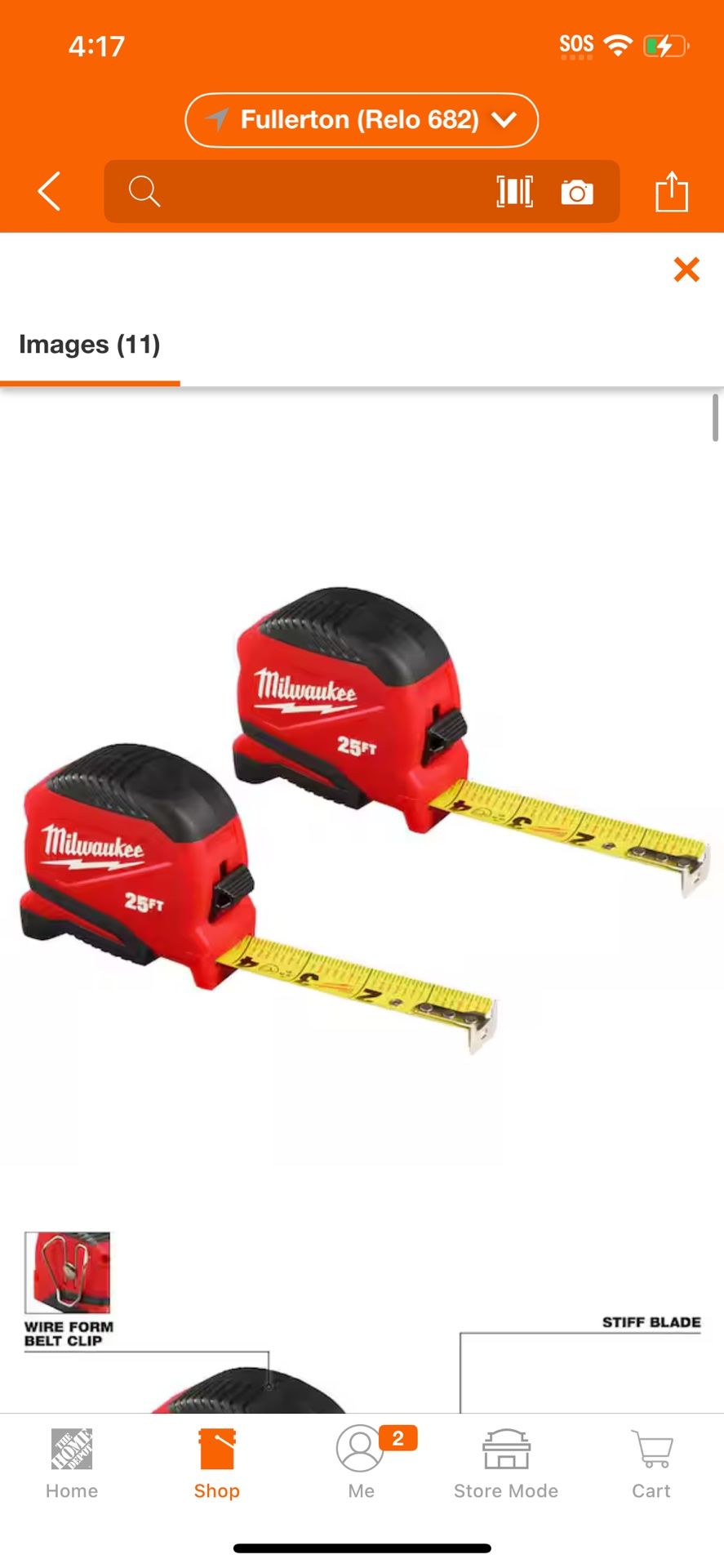 Milwaukee Compact 25 ft. Tape Measure with Fractional Scale (2-Pack) @1725p