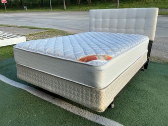 Full size bedframe with mattress and boxspring
