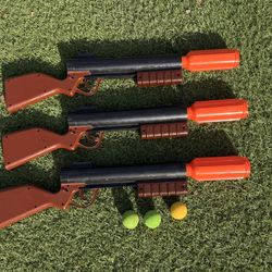 Lot of 3 Vintage Foam Ball Blasters – Air-Powered Popper Toys + 3 Balls