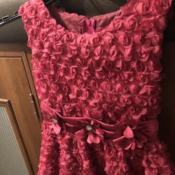 Girls Rose Pink Fancy Dress 6x size Like New