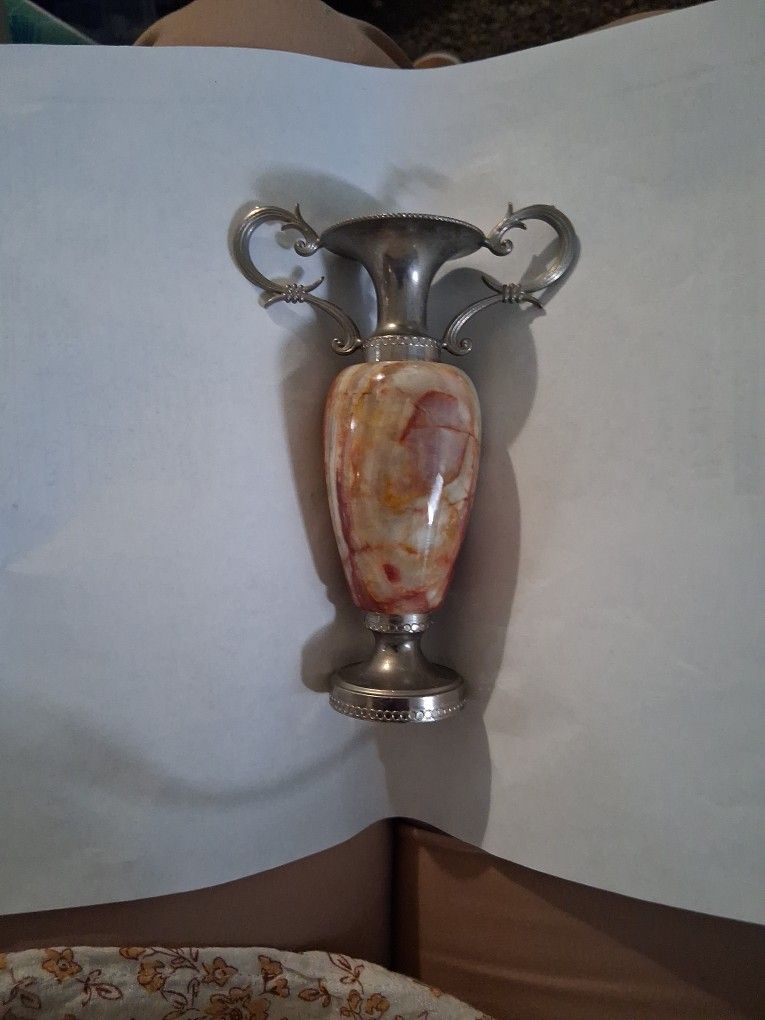 Silver Plated Marble Vase