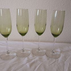 Set of Four Smokey  Champagne Flute Glasses