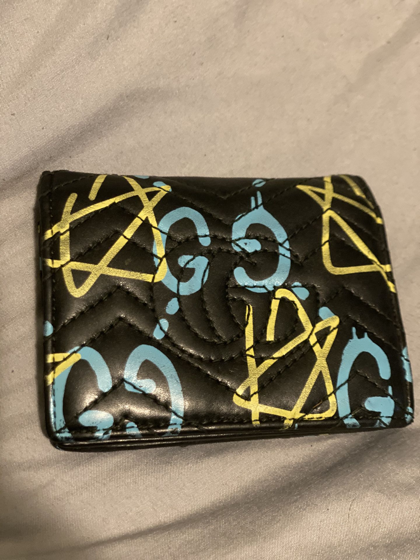 Gucci Marmont Leather Ghost Graffiti Wallet