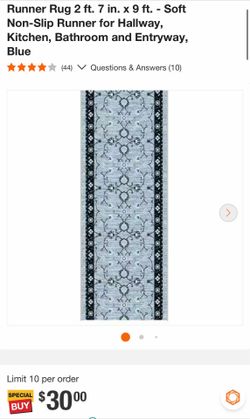 Ottomanson Runner Rug 2 ft. 7 in. x 9 ft. - Soft Non-Slip Runner for Hallway, Kitchen, Bathroom and Entryway, Blue