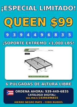 Base para Cama Queen 6 Pulgadas — ¡Especial $99!