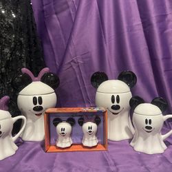 6 Piece Complete Set Disney Mickey and Minnie Mouse Ghost Collection