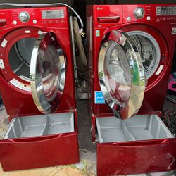 LG Washer and Dryer Front Load  - Red