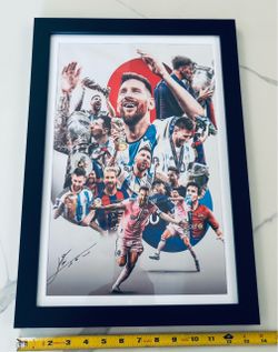 Lionel Messi framed silk screen print featuring…
