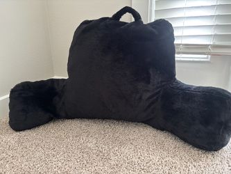 Black Plush Reading Pillow with Armrests