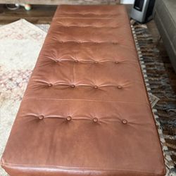 Brown Leather Ottoman Pouf – 58” x 26” 🪑 $250