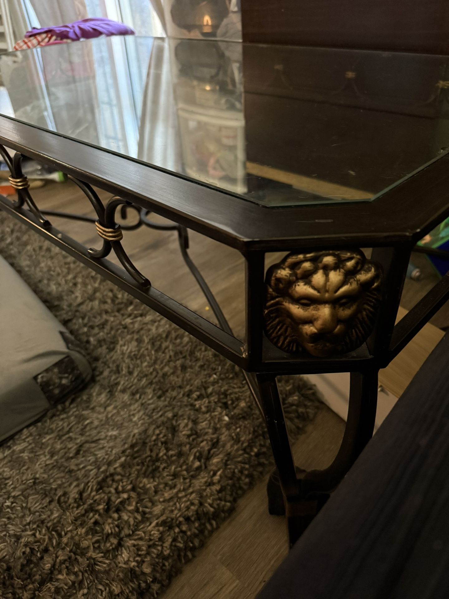 Glass Antique Tables With Matching Side Tables