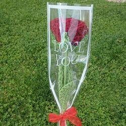 Red Single Crochet Rose