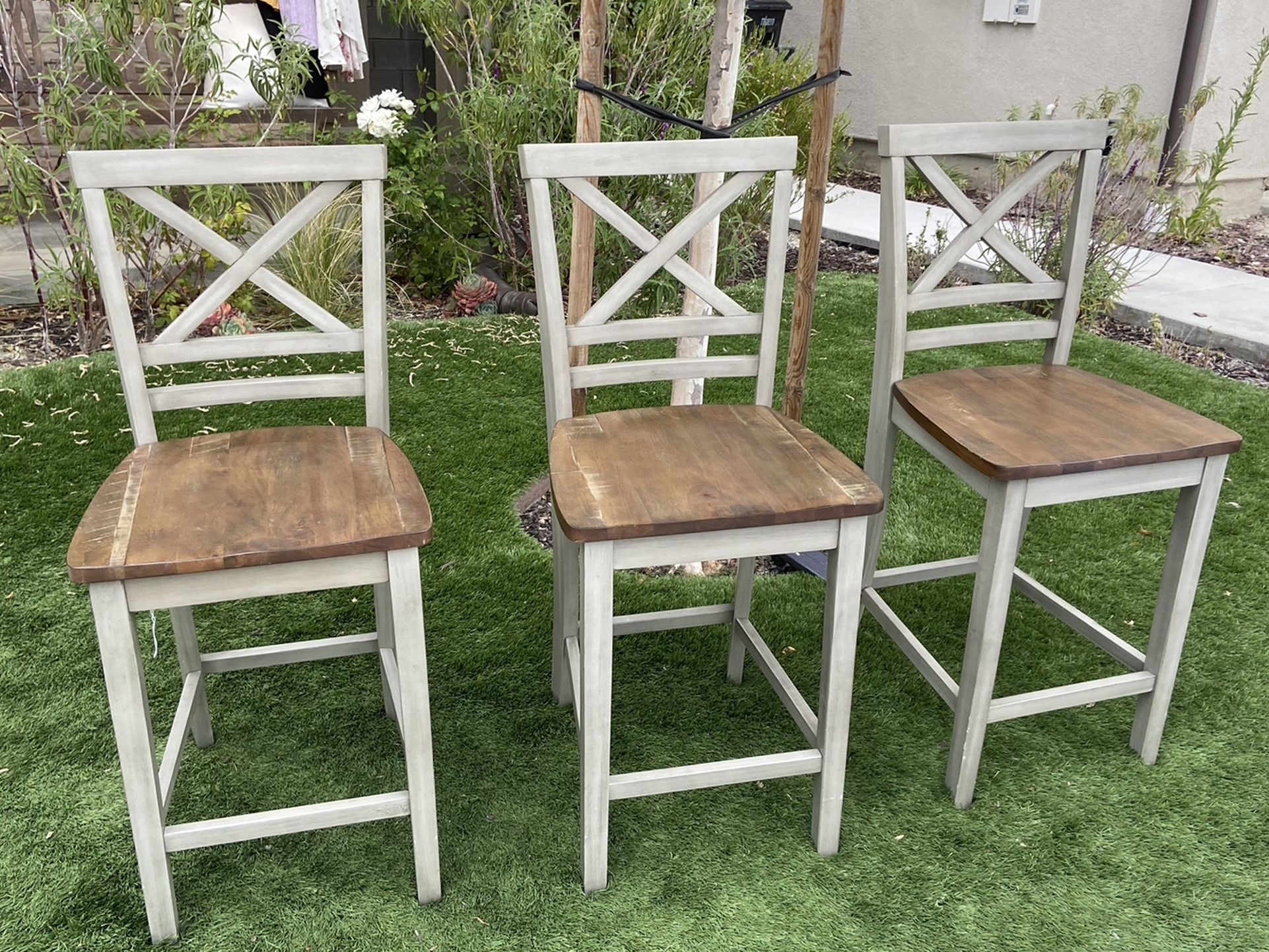 Farmhouse Grey And Wood Barstools