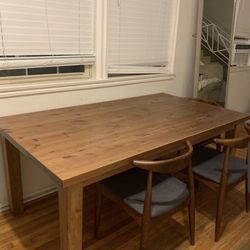 6 Person Country Style Wooden Table 